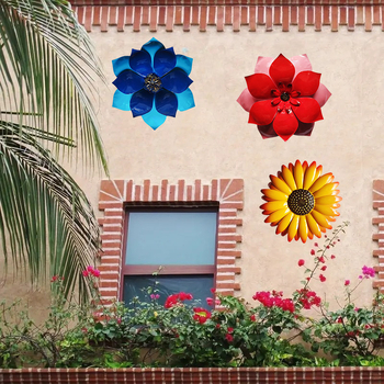 Željezni zidni ukras za vrt s margaretom — vanjski kovani cvijet na zid, pastoralni stil, za dom i uređenje okoliša