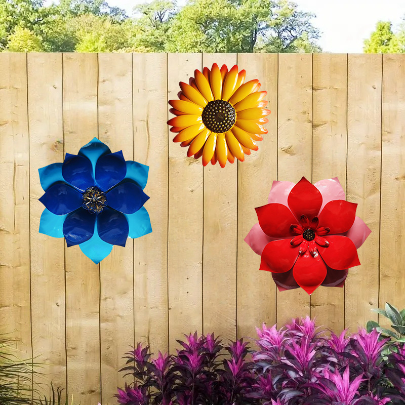 Željezni zidni ukras za vrt s margaretom — vanjski kovani cvijet na zid, pastoralni stil, za dom i uređenje okoliša