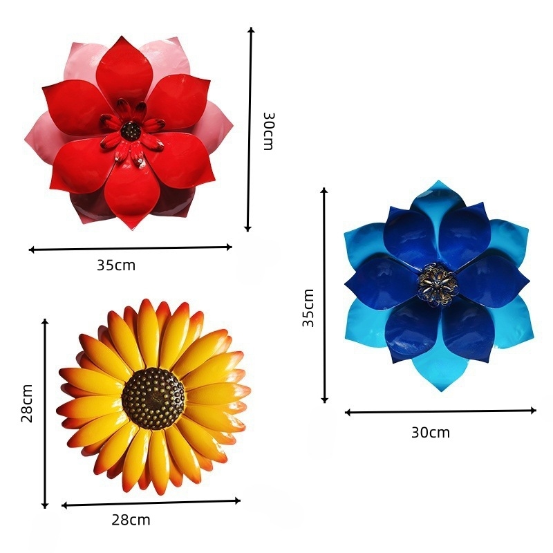 Željezni zidni ukras za vrt s margaretom — vanjski kovani cvijet na zid, pastoralni stil, za dom i uređenje okoliša