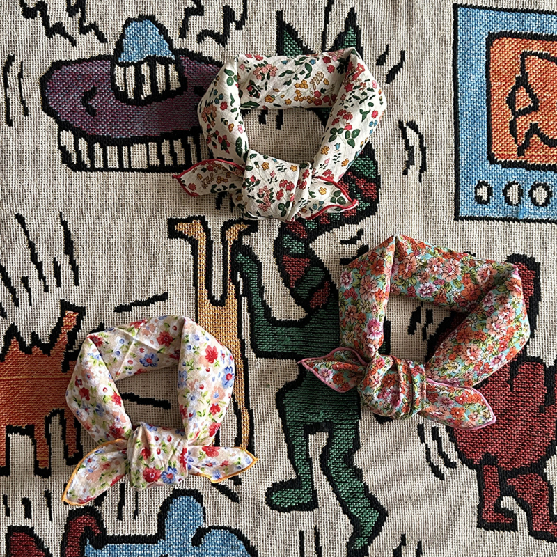 Medvilninis twill kvadratinis šalas moterims, lengvas kaklo ir galvos aksesuaras, pavasaris 2024