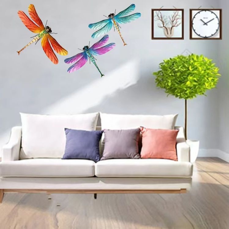 Metalni zidni dekor u obliku libelule za vrt i dvorište, moderan minimalistički stil; idealan poklon za rođendan.
