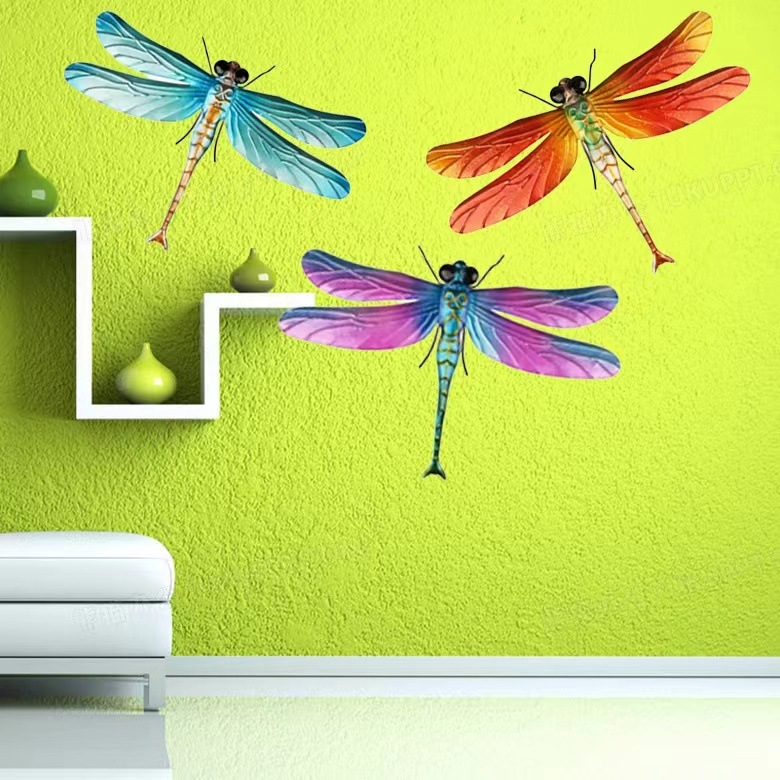 Metalni zidni dekor u obliku libelule za vrt i dvorište, moderan minimalistički stil; idealan poklon za rođendan.