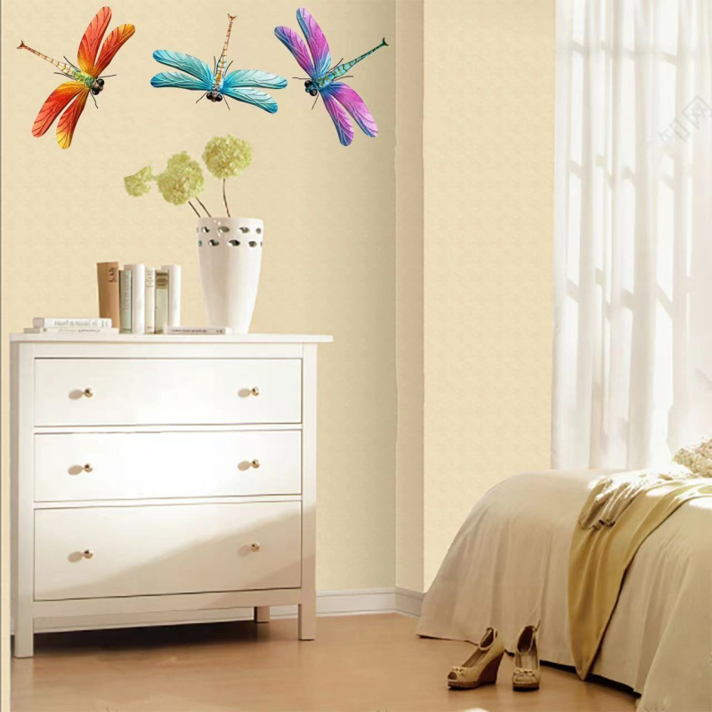 Metalni zidni dekor u obliku libelule za vrt i dvorište, moderan minimalistički stil; idealan poklon za rođendan.