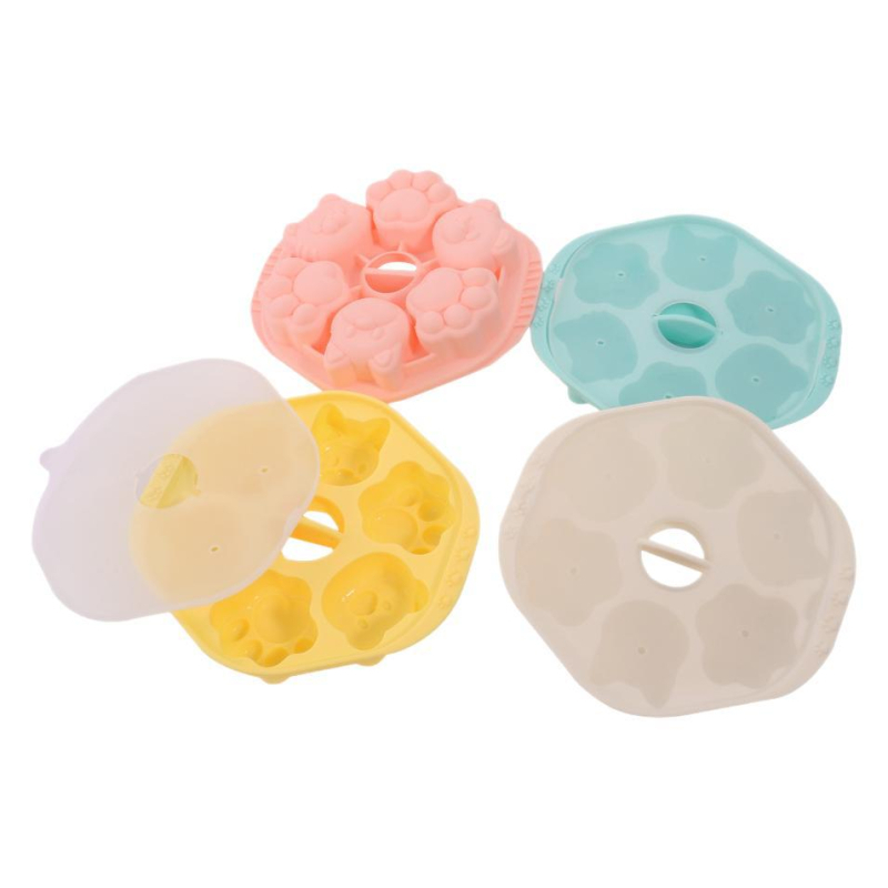 Formă circulară din silicon, cu motiv de labă de pisică, alimentară, pentru prăjituri aburite și coapte, gustări pentru bebeluși