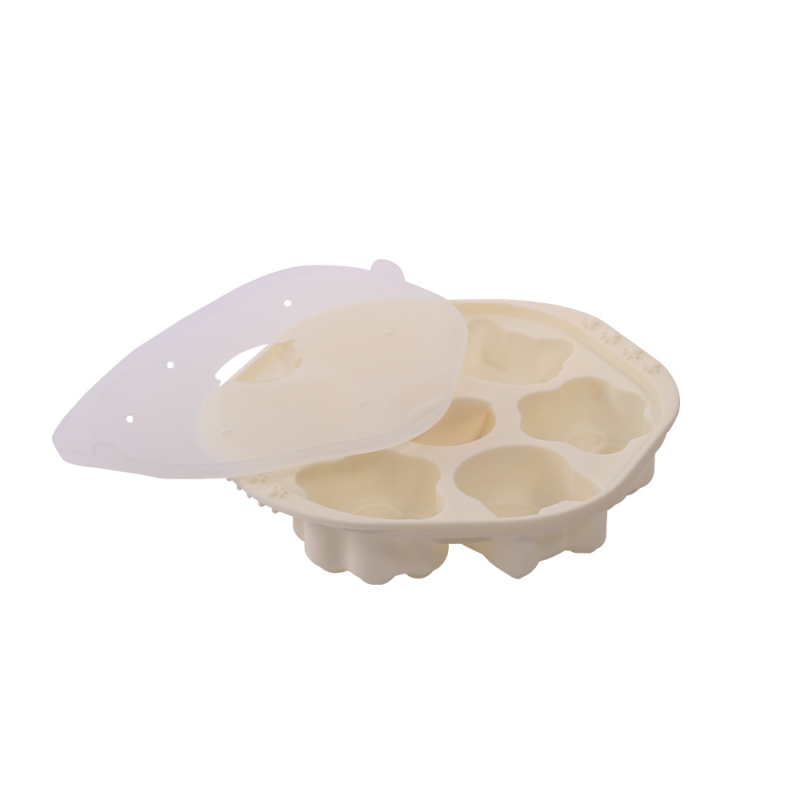 Formă circulară din silicon, cu motiv de labă de pisică, alimentară, pentru prăjituri aburite și coapte, gustări pentru bebeluși