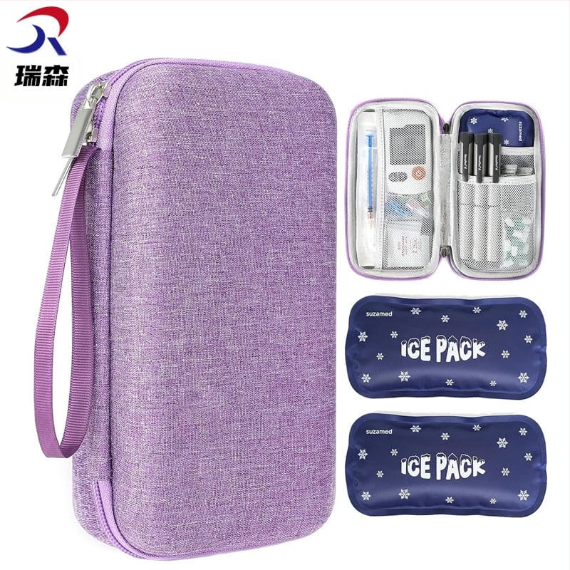 Inzulīna aukstuma uzglabāšanas soma ar pārnēsājamu digitālo termometru, EVA cieta korpusa, modelis YDSNB-006, zīmols Ruisen