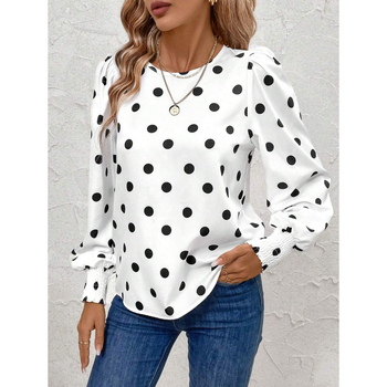 Lina blūze ar lampionu piedurknēm, color-blocking raksts, plats kakls, lina saturs 51–70%