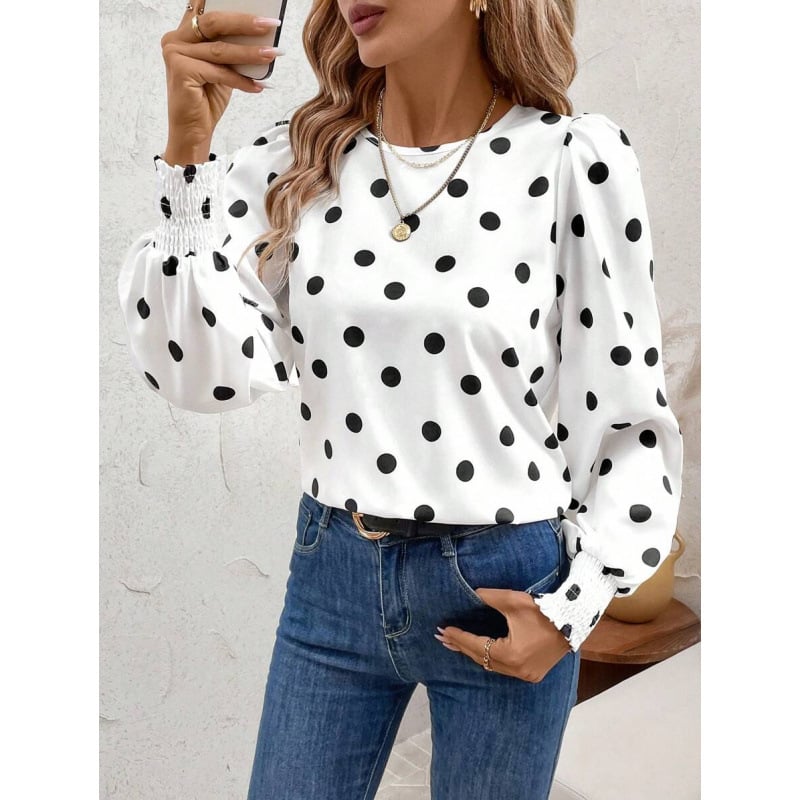 Lina blūze ar lampionu piedurknēm, color-blocking raksts, plats kakls, lina saturs 51–70%