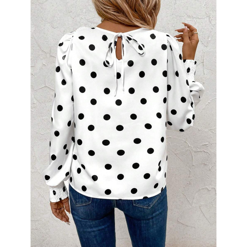 Lina blūze ar lampionu piedurknēm, color-blocking raksts, plats kakls, lina saturs 51–70%