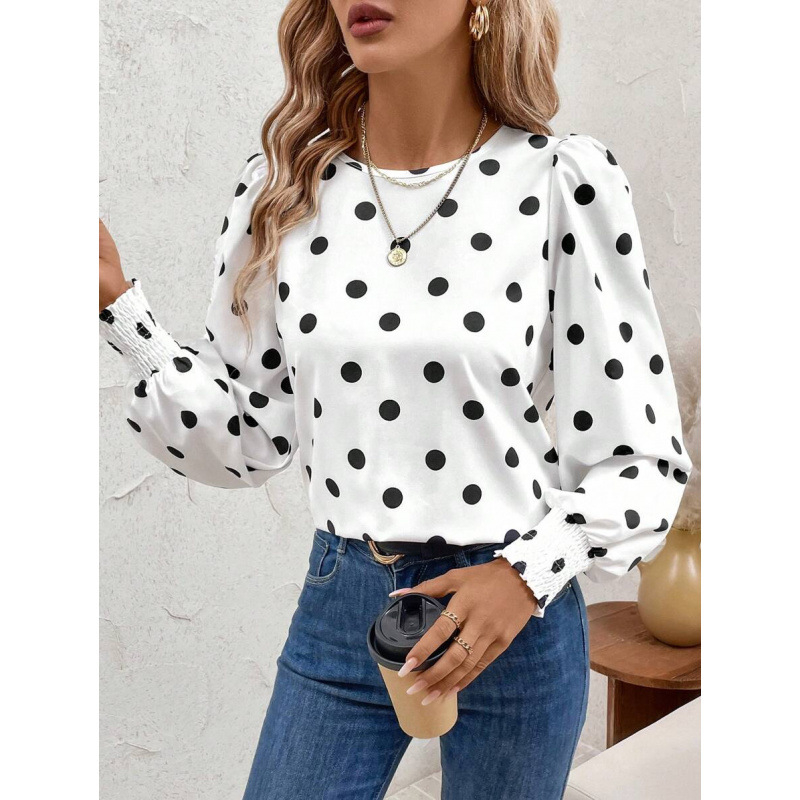 Lina blūze ar lampionu piedurknēm, color-blocking raksts, plats kakls, lina saturs 51–70%