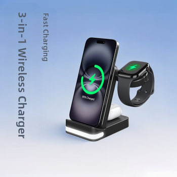 Trys viename sulankstomas belaidis įkroviklis - 15W greitas įkrovimas, QC3.0, magnetinis įkrovimas, CE/FCC/ROHS