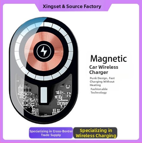 Automobilinis magnetinis belaidis įkroviklis 15W, tvirtinimas prie oro įėjimo ir LED indikatorius
