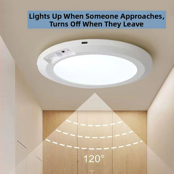 Griestu LED luktura ar cilvēka ķermeņa noteikšanas sensoru, pārklājums 5–10 m², spriegums ≤36V