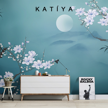 Svilena tapeta za dnevni boravak – uzorak s cvijećem, moderni minimalistizam, zidni premaz