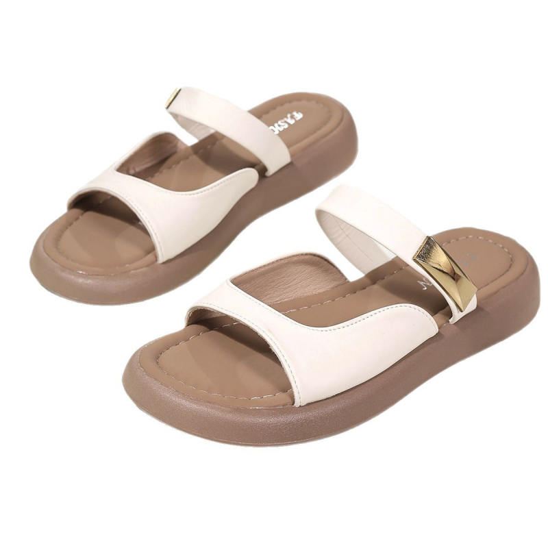 Sandale cu un singur curea pentru adulți — partea superioară din PU artificial; talpă compozită; toc plat; grosime talpă 0–3 cm