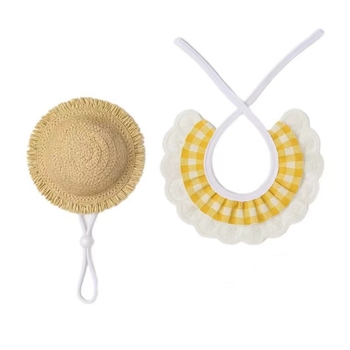 Isen Šešir od slame za kućne ljubimce za zaštitu od sunca - sve sezone, ležerni stil, tkanina ravne pletenine, šivanje strojem