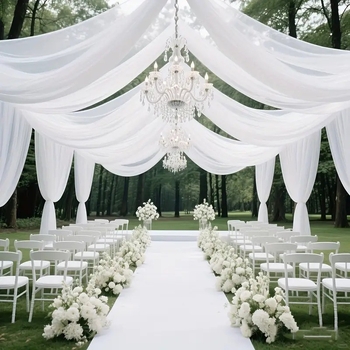 Zavjesa za prozor od prozirne mreže tkanine za vjenčanja i scenske dekoracije (852, Materijal: poliestersko vlakno, Izrada: mrežasta, Namjena: vjenčanje, Stil: europski)