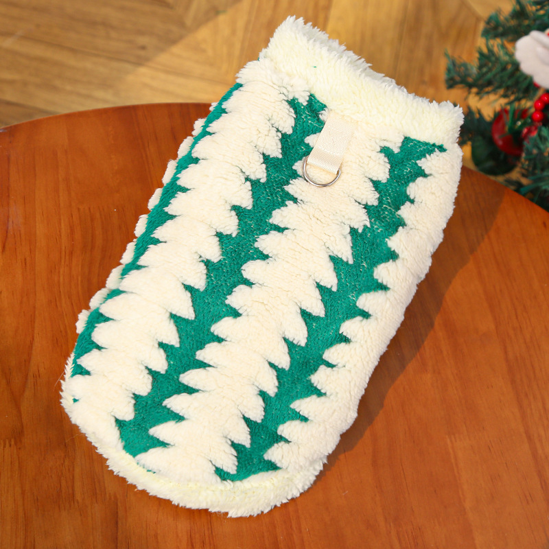 Ziemassvētku apģērbs mājdzīvniekiem: ziemas kostīms suņiem un kaķiem, poliesters, ar kažokādas apdari un svītrainu rakstu