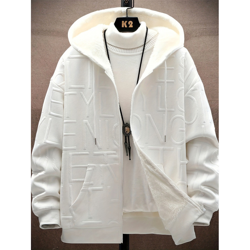 Jakete ar burtiem drukāšanu un pūkaina oderējuma iekšpusē - kardigāna stils, Ramie 51–70%, audums O'Dell, Četri gadalaiki