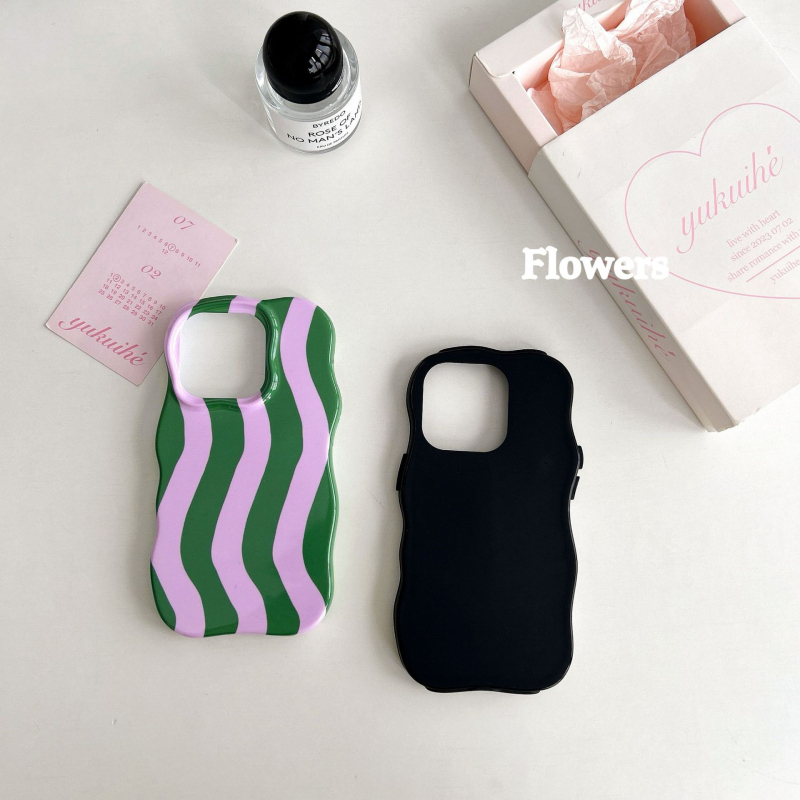 2-in-1 dėklas su Ins stiliumi bangų juostelėmis, skirtas iPhone 11–14 serijai, plėvelės medžiaga, atsparus kritimams, pritaikomas