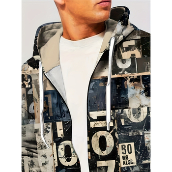 Jachetă bărbați fără glugă, model geometric, croială slim, Vinylon/Lycra, îngroșat, vara 2023