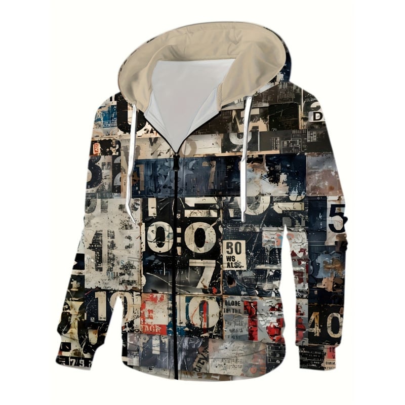 Jachetă bărbați fără glugă, model geometric, croială slim, Vinylon/Lycra, îngroșat, vara 2023