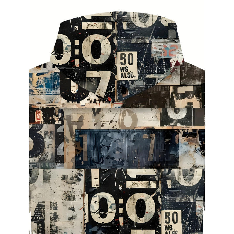 Jachetă bărbați fără glugă, model geometric, croială slim, Vinylon/Lycra, îngroșat, vara 2023