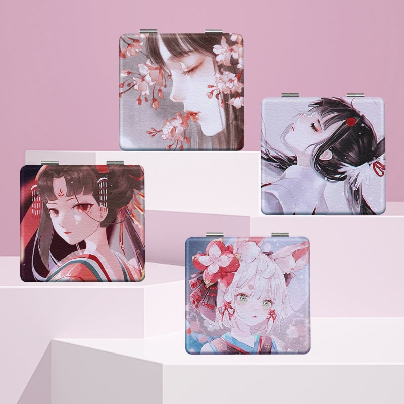 Portatīvs saliekams skaistumkopšanas spogulis ar karikatūras dizainu, zīmols NND; rāmis materiāls: PU/PS/PVC; lēcas materiāls: cits; pilnais materiāls: PU āda + nerūsējošs tērauds + PC + stikls