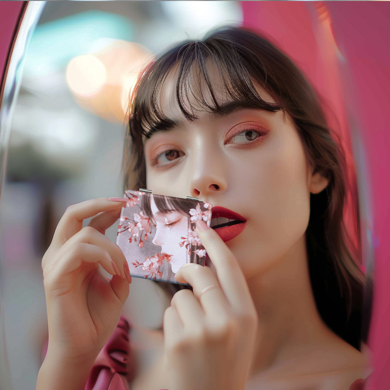 Portatīvs saliekams skaistumkopšanas spogulis ar karikatūras dizainu, zīmols NND; rāmis materiāls: PU/PS/PVC; lēcas materiāls: cits; pilnais materiāls: PU āda + nerūsējošs tērauds + PC + stikls