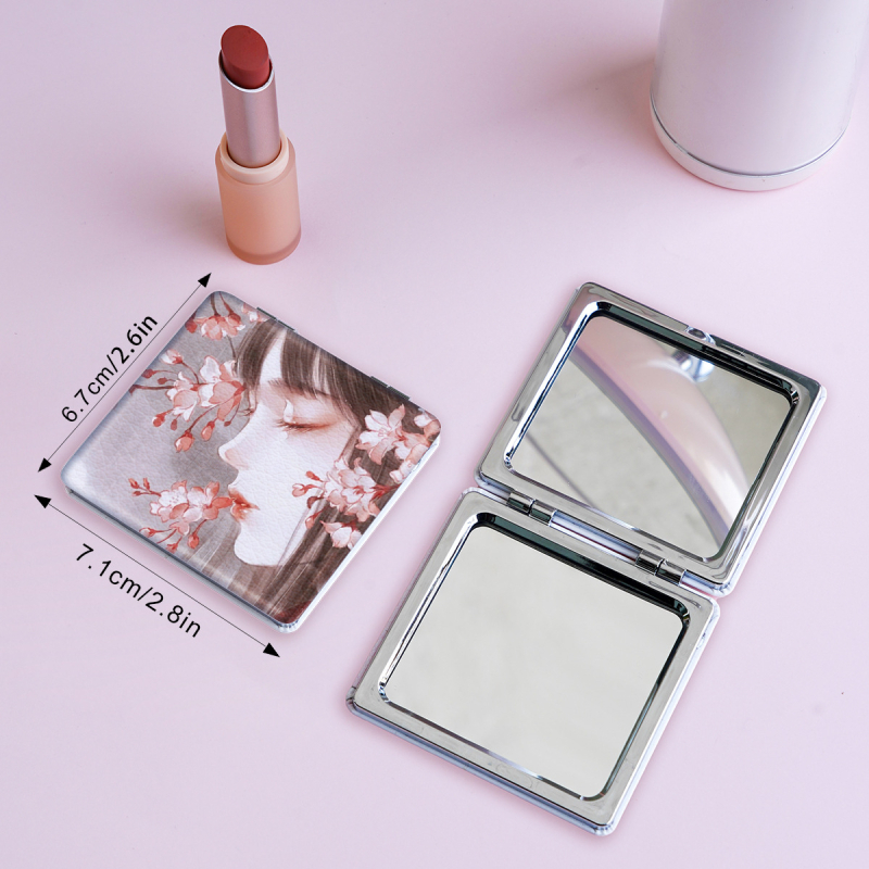 Portatīvs saliekams skaistumkopšanas spogulis ar karikatūras dizainu, zīmols NND; rāmis materiāls: PU/PS/PVC; lēcas materiāls: cits; pilnais materiāls: PU āda + nerūsējošs tērauds + PC + stikls