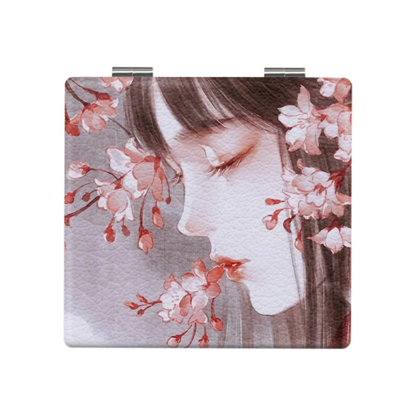 Portatīvs saliekams skaistumkopšanas spogulis ar karikatūras dizainu, zīmols NND; rāmis materiāls: PU/PS/PVC; lēcas materiāls: cits; pilnais materiāls: PU āda + nerūsējošs tērauds + PC + stikls