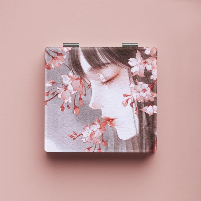 Portatīvs saliekams skaistumkopšanas spogulis ar karikatūras dizainu, zīmols NND; rāmis materiāls: PU/PS/PVC; lēcas materiāls: cits; pilnais materiāls: PU āda + nerūsējošs tērauds + PC + stikls