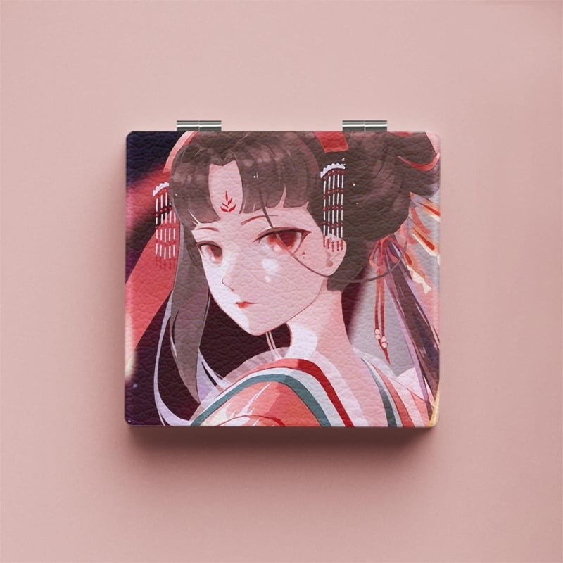 Portatīvs saliekams skaistumkopšanas spogulis ar karikatūras dizainu, zīmols NND; rāmis materiāls: PU/PS/PVC; lēcas materiāls: cits; pilnais materiāls: PU āda + nerūsējošs tērauds + PC + stikls