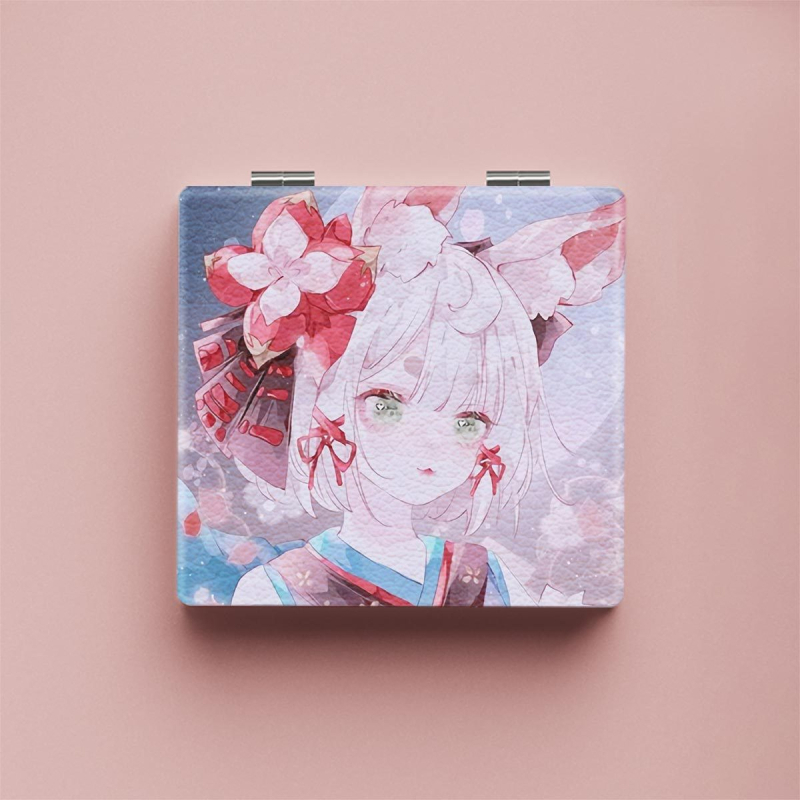 Portatīvs saliekams skaistumkopšanas spogulis ar karikatūras dizainu, zīmols NND; rāmis materiāls: PU/PS/PVC; lēcas materiāls: cits; pilnais materiāls: PU āda + nerūsējošs tērauds + PC + stikls