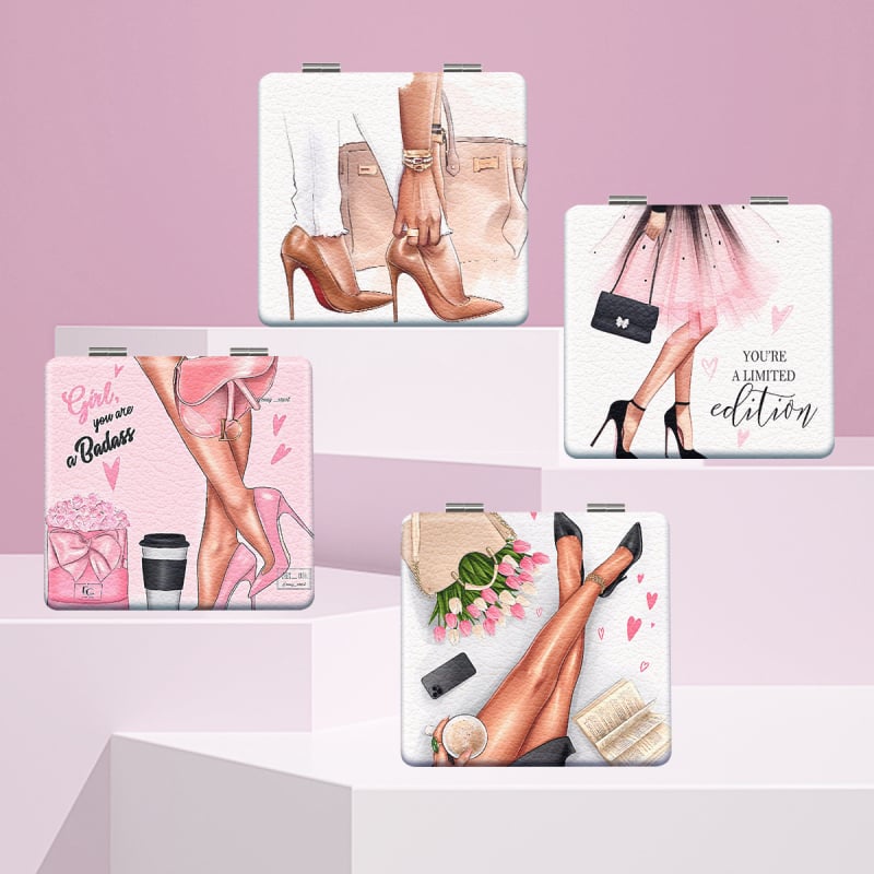 Oglindă de machiaj pliabilă, compactă, cu imprimare de logo, personalizare disponibilă, origine Shenzhen