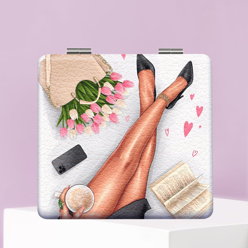 Oglindă de machiaj pliabilă, compactă, cu imprimare de logo, personalizare disponibilă, origine Shenzhen