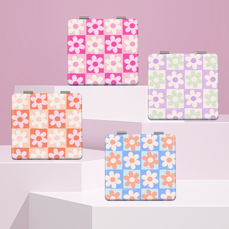 Luneta de machiaj pliabilă, portabilă, imprimare logo; finisaj personalizabil; cadrul: PU/PS/PVC; material lentilă: Altul; materiale: PU piele, oțel inoxidabil, sticlă PC