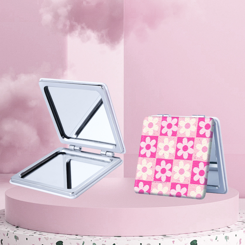 Luneta de machiaj pliabilă, portabilă, imprimare logo; finisaj personalizabil; cadrul: PU/PS/PVC; material lentilă: Altul; materiale: PU piele, oțel inoxidabil, sticlă PC