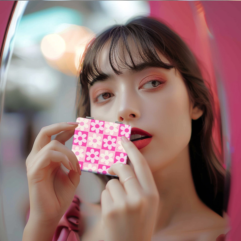 Luneta de machiaj pliabilă, portabilă, imprimare logo; finisaj personalizabil; cadrul: PU/PS/PVC; material lentilă: Altul; materiale: PU piele, oțel inoxidabil, sticlă PC