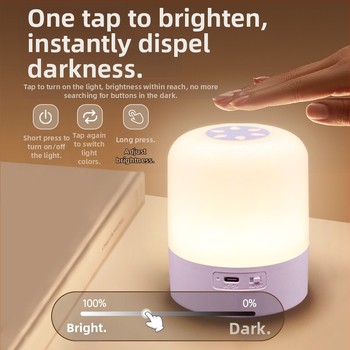 Naktinė lemputė su įmontuota baterija | Plastinis gaubtas | Mygtukinis jungiklis | Ambientinis švelnus apšvietimas | Prabangus stilius