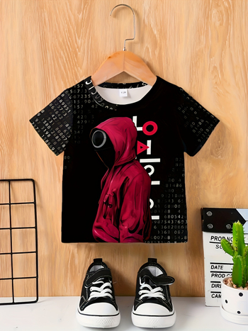 Bērnu vasaras digitālā drukas T-krekls, adīts audums, 100% poliesters, vecums 3–8 gadi, 12–14 šuves uz 3 cm