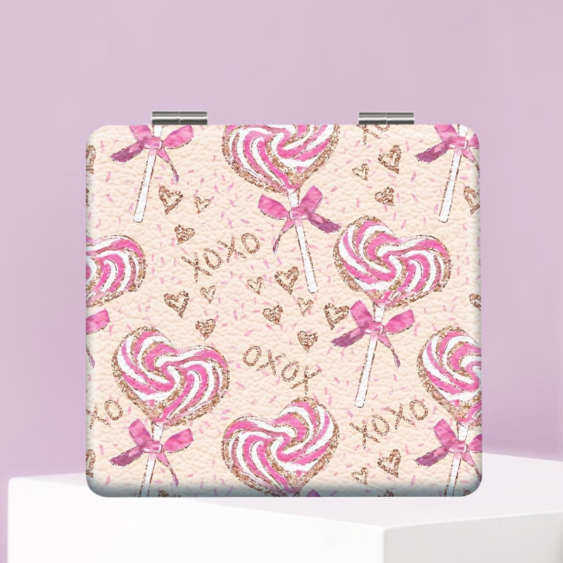 Oglindă de machiaj pliabilă, portabilă, cu ramă PU/PS/PVC, suprafață PC glass, logo imprimat și opțiune de personalizare