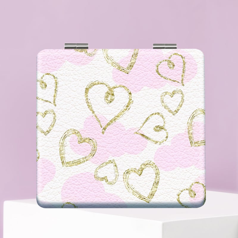 Oglindă de machiaj pliabilă, portabilă, cu ramă PU/PS/PVC, suprafață PC glass, logo imprimat și opțiune de personalizare