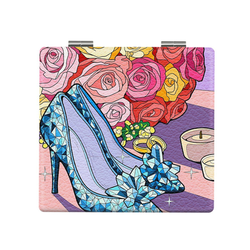 Oglindă de machiaj pliabilă NND, ramă PU/PS/PVC, PU din piele + oțel inoxidabil + sticlă PC, imprimare logo, personalizare