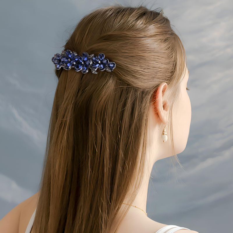 Kristāla ziedu matu spraudnis, rokdarbs sievietēm (FS1359-1)