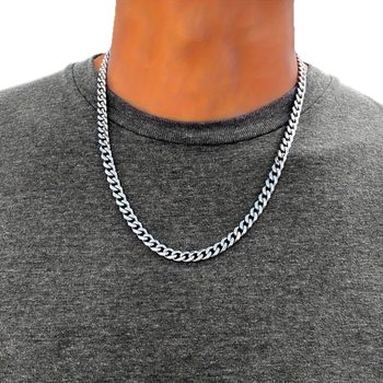 Vyrų nerūdijančio plieno kaklo grandinė su kubano tipo grandine, geometrinis dizainas, 30 g, 2025 m. pavasaris