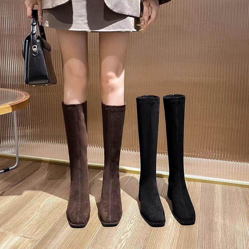 Мъжки високи замшеви ботуши с междинен ток, без връзки