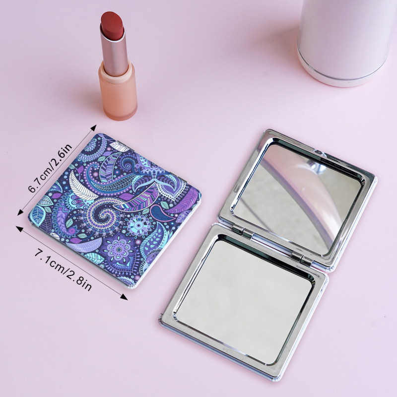 Saliekams grima spogulis ar Eiropas retro rakstu – portatīvs, zīmols NND; rāmis PU/PS/PVC; lēcas materiāls: cits; pilnais materiāls: PU āda, nerūsējošs tērauds, PC stikls; drukāts logo: jā; pielāgošana: jā