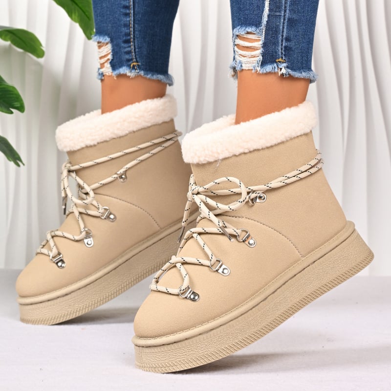 Sniega zābaki – virsējā daļa no kokvilnas auduma, fleece oderēta, augsts augšdaļa, gumijas zole, platforma