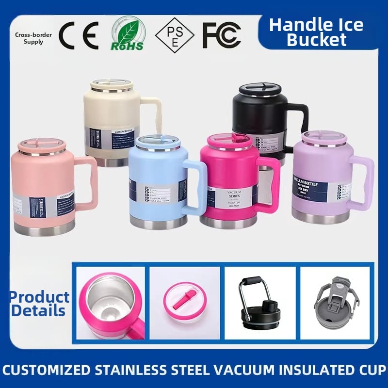 Termoss ar rokturi, vakuuma izolācija, divslāņu konstrukcija, iekšējais 304 nerūsējošais tērauds, ārējais 201 nerūsējošais tērauds